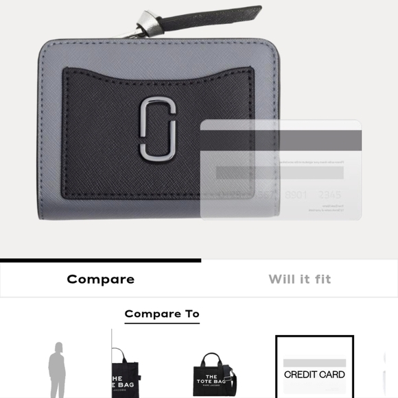 Marc Jacobs Utility Snapshot Mini Compact Leather Wallet Grey - Picture 5 of 14